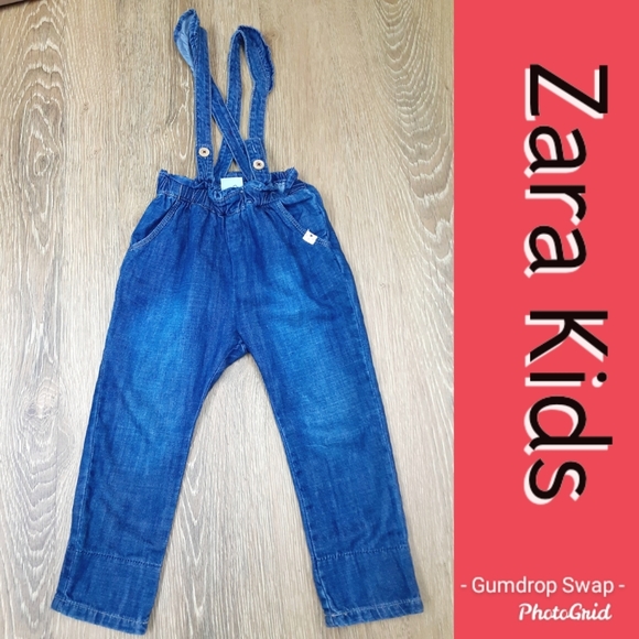 Zara Other - Zara 2/3 toddler girl denim ruffle overalls GUC